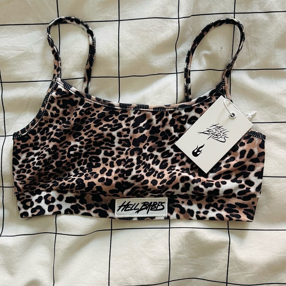 NWT hell babes leopard bra top